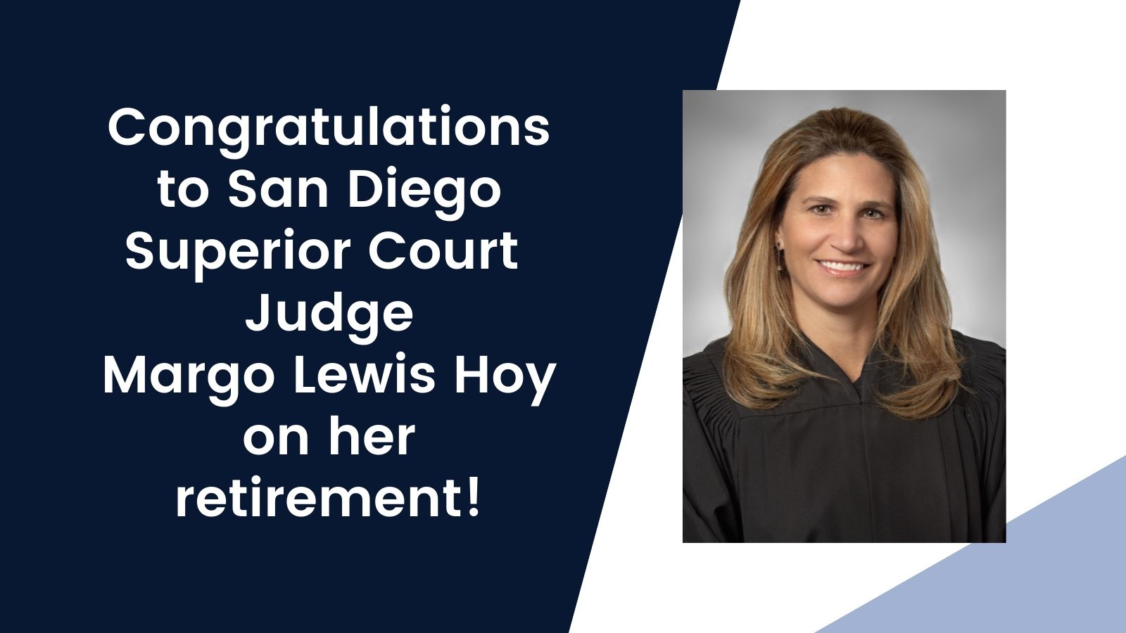 Congratulations to Judge Margo Lewis Hoy on her retirement