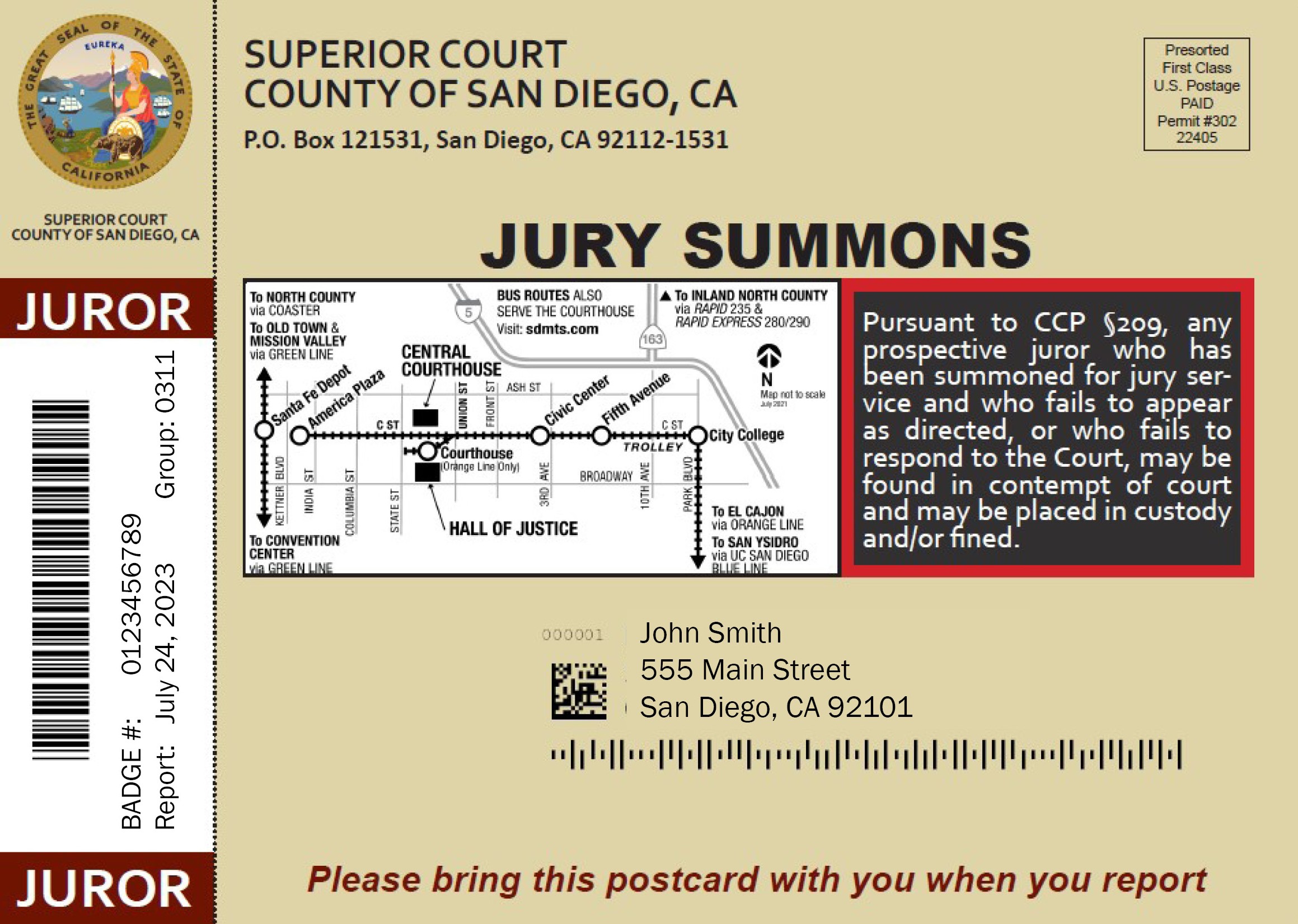 Sample Jury Summons